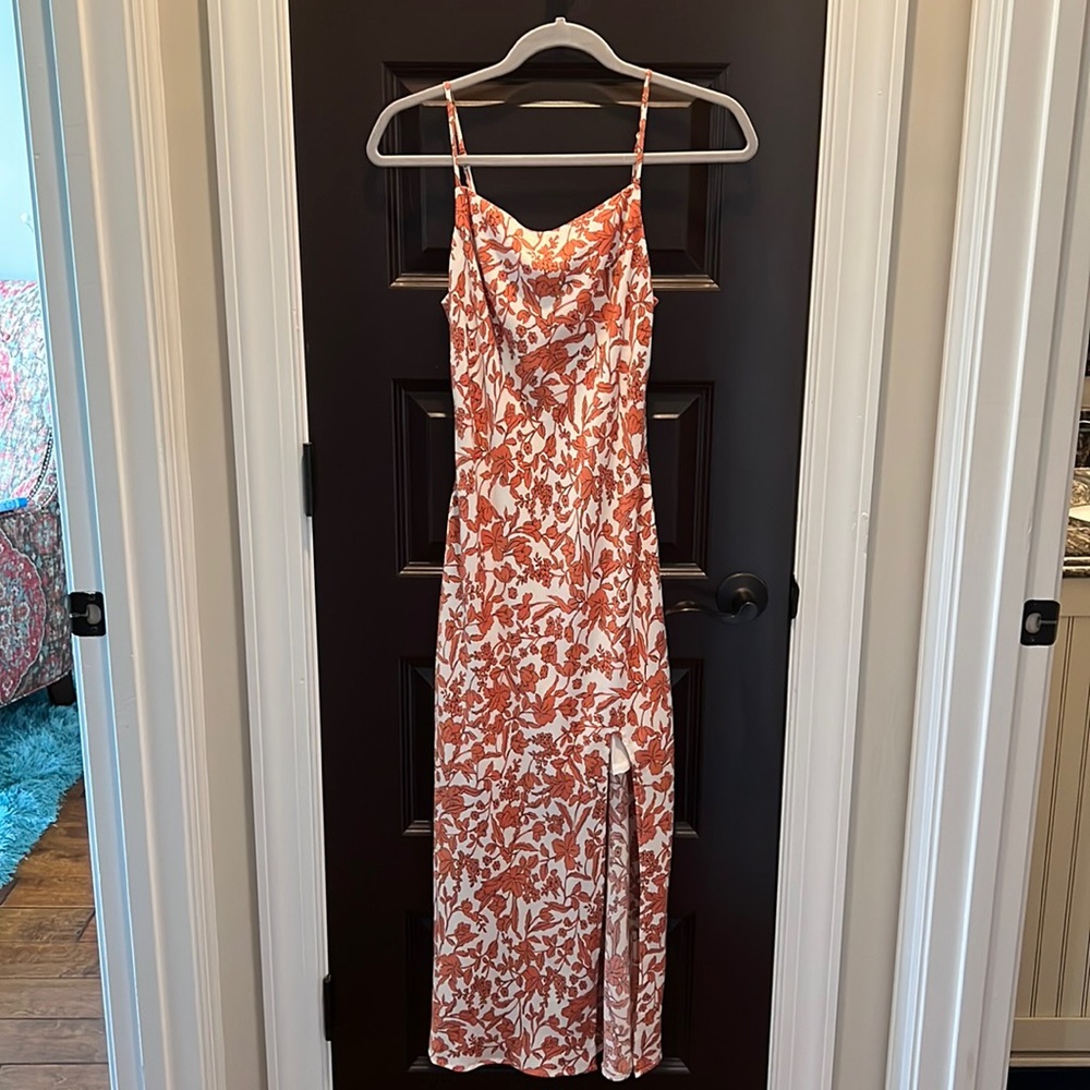 Beautiful Hello Molly midi coral and white dress- worn once, perfect for summer
